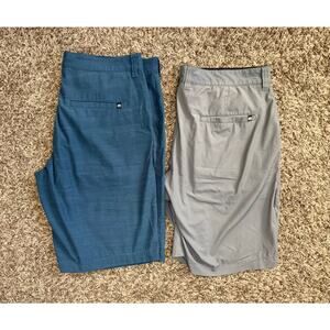 Travis Mathew Performance Shorts (Lot of 2) Size 34 Blue Gray Golf 10" Inseam